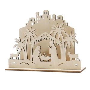 Laser Cut Wooden Nativity Scene Bethlehem Sacred Family Christmas Decoration DIY Layered Traditional Religious Ornament