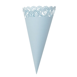 Light blue hollow heart laser cut paper cone for wedding petals and party candy favors