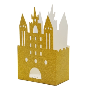 Boîte à Bonbons Château Or Découpe Laser Film Pailleté Mariage Fête Cadeaux Anniversaire Célébration Boîte en Papier