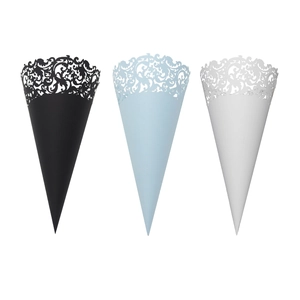 Laser Cut Hollow Paper Confetti Cones For Wedding Party Decorations European Filigree Lace Design Flower Petal Paper Cones