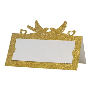 Segnaposto Matrimonio Glitter Intaglio Laser Piccione Cuore Carte Nome Tavolo Banchetto Bomboniere Decorazioni Tavolo Evento