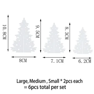 6pcs DIY white paper 3D Christmas tree ornaments in small, medium and large sizes