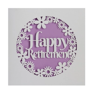 Happy Retirement Greeting Card Laser Cut Floral Pearlescent Paper Hollow Invitation For Party Celebration