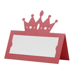 Red crown hollow out table place card for wedding guest name seating arrangement