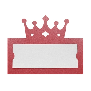 Détail du marque-place découpé au laser en forme de couronne avec insert blanc