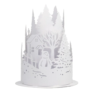White paper cut snowman and Christmas tree decorative lampshade for festive table decor