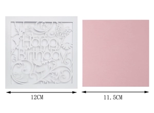Detailed laser-cut butterfly fairy birthday card with pink insert and size markings