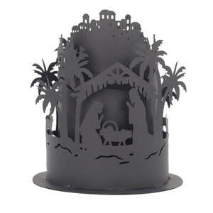 Nativity Scene Christmas silhouette paper lamp shade with camel and palm tree cutouts