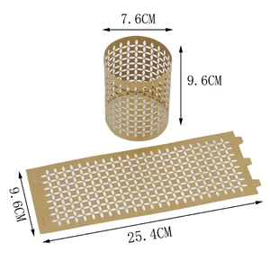 Detailed dimensions of kraft paper lampshade with laser-cut hollow pattern and flat layout