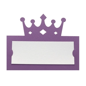 Marque-place couronne violette avec insert blanc pour tables de mariage et plans de table