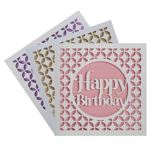 Geburtstag Einladungskarten Grußkarten Perlpapier Laser Geschnitten Hohl Geometrische Blumenmuster Happy Birthday Design Elegant