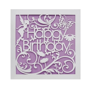 Happy Birthday Greeting Card Laser Cut Hollow Artificial Pearl Paper Elegant Butterfly Fairy Floral Pattern European Style Gift