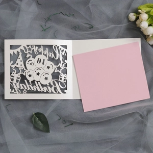 Laser-cut 18th birthday card with Happy Birthday hollow design and pink insert