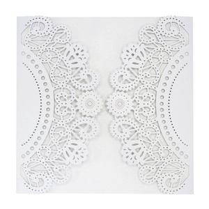 Laser-cut lace floral white pearl paper invitation card for weddings and parties