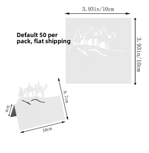 Detailed dimensions of laser-cut white camel place cards for party table settings