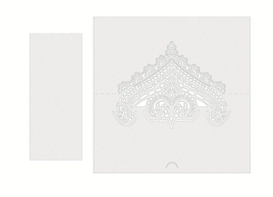 Detailed laser-cut lace pattern for elegant wedding place cards in black vintage style