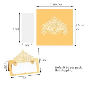 Laser cut lace place card set with 50 gold pearlescent paper cards and white inserts