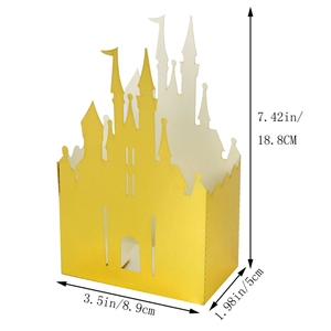 Boîte à bonbons château miroir doré découpée au laser avec dimensions pour fêtes