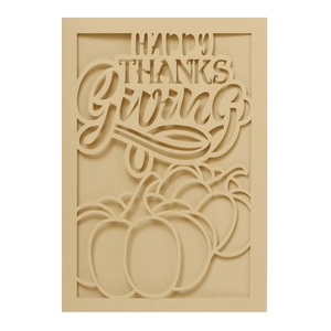 Detailed laser-cut Happy Thanksgiving card featuring pumpkin motif on art paper