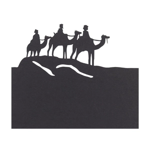 Three camels silhouette place card in hollowed kraft paper for holiday party seating