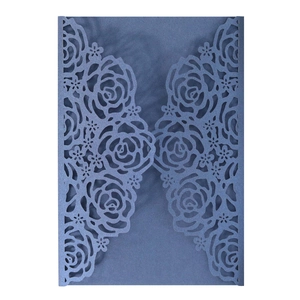 Couverture d'Invitation de Mariage Fleur de Rose Découpée au Laser Élégante Papier Perlé Enveloppe de Carte de Vœux en Dentelle