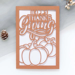 Laser Cut Thanksgiving Invitation Card Happy Thanksgiving Pumpkin Design Hollow Greeting Card Envelope Holiday Decoration