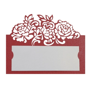 Hollow Rose Flower Place Cards Laser Cut Pearlescent Paper Table Seat Name Cards For Wedding Banquet Party Decoration Anniversary