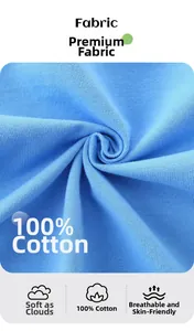 Dettaglio del tessuto in 100% cotone traspirante per completo estivo blu bimbo