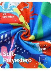 Dettaglio macro di morbido tessuto a maglia con 95% poliestere e 5% spandex e stampe