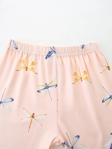 Completo pigiama rosa per bambina con vita elastica e stampa a libellula per l'estate