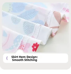 Detail des Blumenmusters am Saum mit glatten Nähten am Kinder-Sommerprinzessinnenkleid