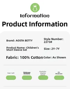 Size chart for 100% cotton children short sleeve set with car embroidery details
