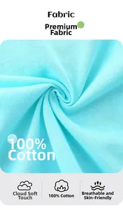 Detail of 100% cotton blue knit fabric with soft texture and breathable skin-friendly weave