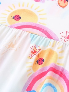 Robe de princesse à manches courtes pour filles avec imprimés de dessins animés