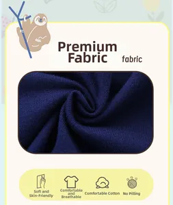 Gros plan sur le tissu en maille de coton bleu foncé respirant et doux pour vêtements enfants