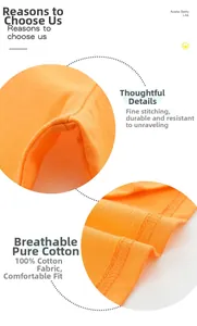 Detail of 100% cotton orange fabric with fine stitching and breathable texture