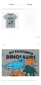 Détails du t-shirt gris en coton avec motifs de dinosaures et finitions soignées