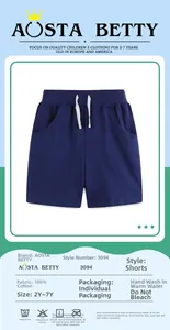 Détail du short en tricot pour enfants bleu marine en coton avec cordon de serrage