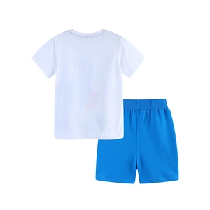 Kids dinosaur embroidery cotton short sleeve T-shirt and shorts summer set back view