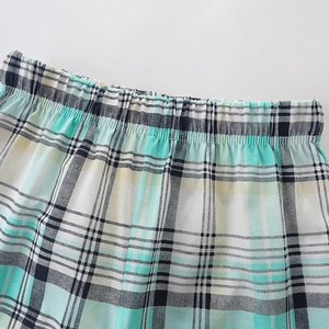 Summer cotton boy set with plaid pattern shorts and elastic waistband detail
