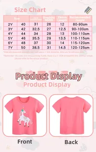 Tabella taglie per maglietta in cotone da bambina con misure da 2 a 7 anni in centimetri