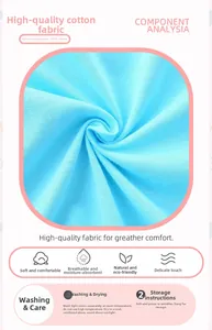Detail of light blue 100% cotton knit fabric texture for soft breathable girls clothing