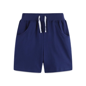 Short en tricot bleu marine pour garçons avec taille élastique et cordon blanc