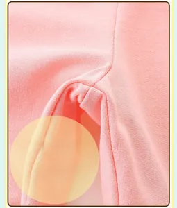 Close-up of the professional stitching and soft pink cotton fabric of the girls' outfit