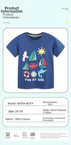 Detailansicht der Baumwoll-T-Shirts für Jungen mit nautischen Comic-Drucken