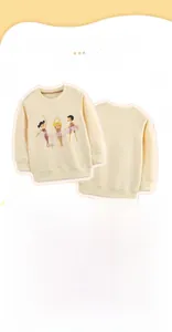 Detail view of ballet dancers print and ribbed elastic cuffs on girls sweatshirt