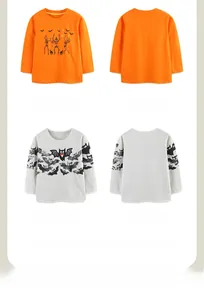 Vues avant et arrière de t-shirts Halloween manches longues avec squelettes et chauves-souris