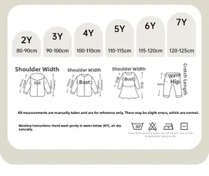 Detailed size guide for rocket print kids tracksuit set including 2Y to 7Y measurements