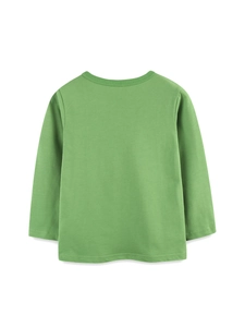 Kids Long Sleeve T-Shirt 100% Cotton Green Insects Entomology Pattern Round Neck Autumn Soft Casual Top For Boys Girls