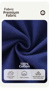 Détail du tissu en maille 100% coton bleu marine avec texture douce et respirante